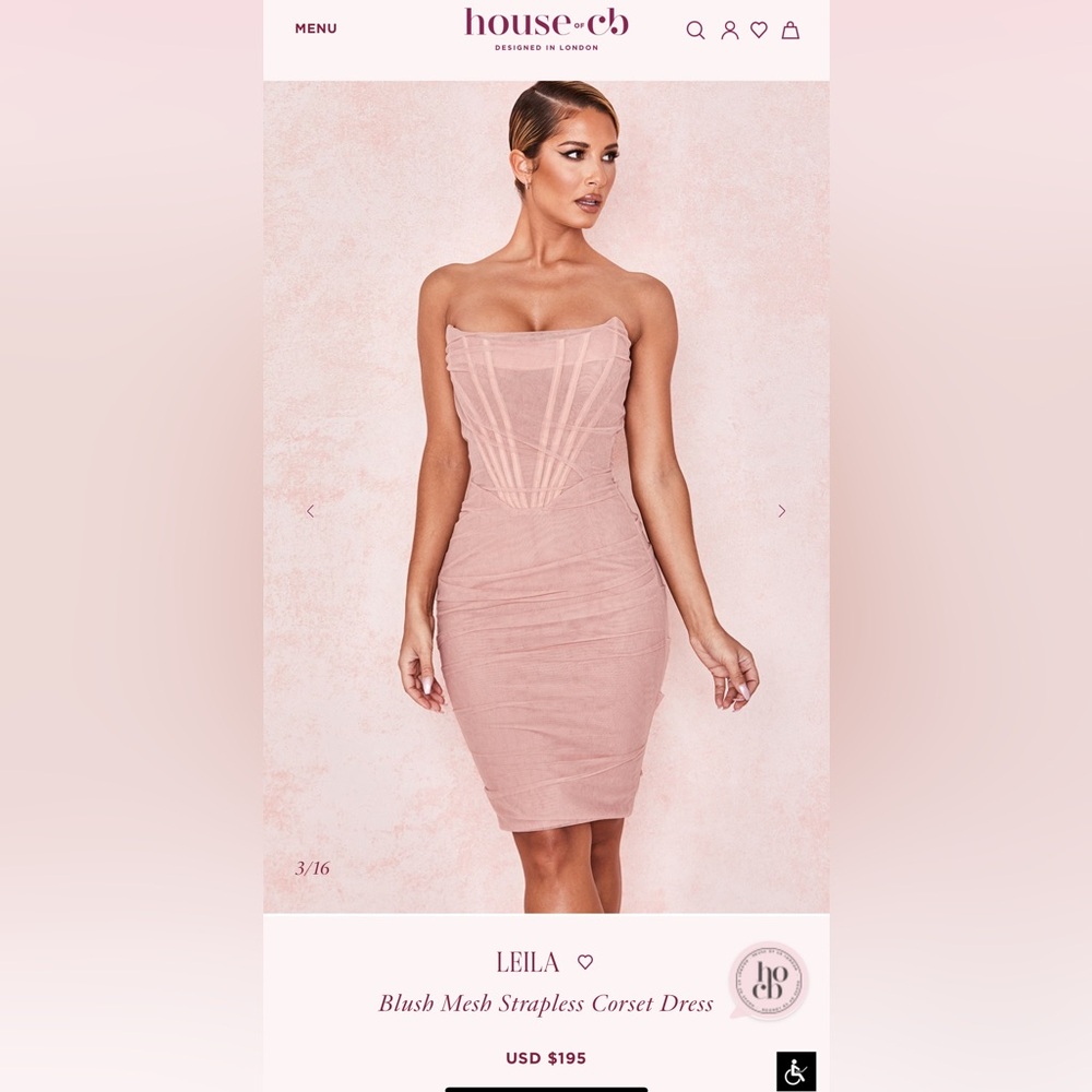 New with tag House of CB Leila Elegant Pink Strapless Dress - Picture 3 of 14
